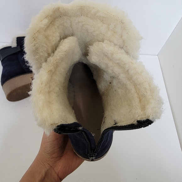 Sundance Blue Willette Shearling-lined Leather Suede Boots Size 39 - Picture 9 of 10